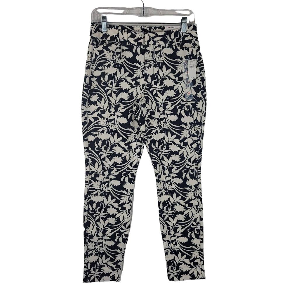 Old Navy Blue White Floral High Rise Pixie Skinny 4 NWT